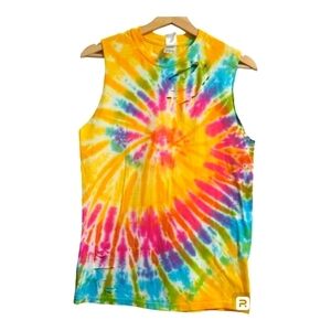 Colortone Rainbow Tie Dye Distressed Sleeveless Shirts